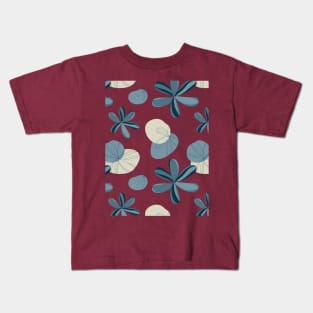 Blue Cream Flower Line Kids T-Shirt